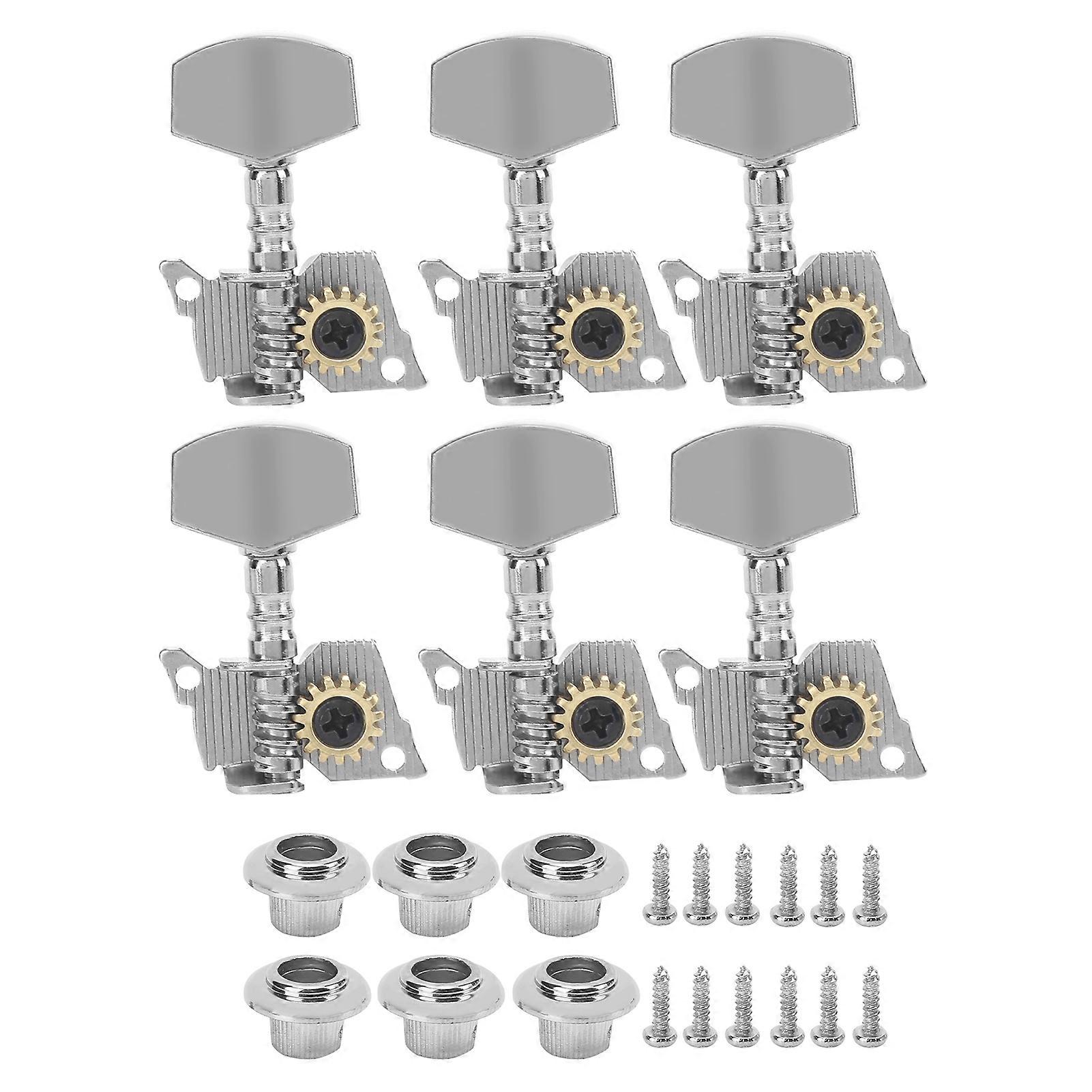 Guitar Tuning Pegs Keys Locking Tuners Machine Heads Silver Replacement Parts for Ukulele6 Right