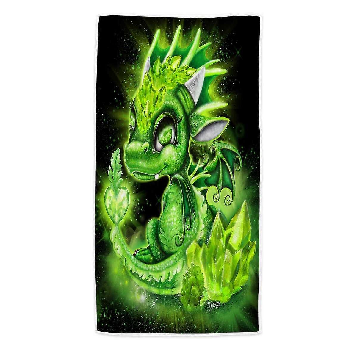 August Peridot Birthstone Lil Dragon Microfiber Beach Towel