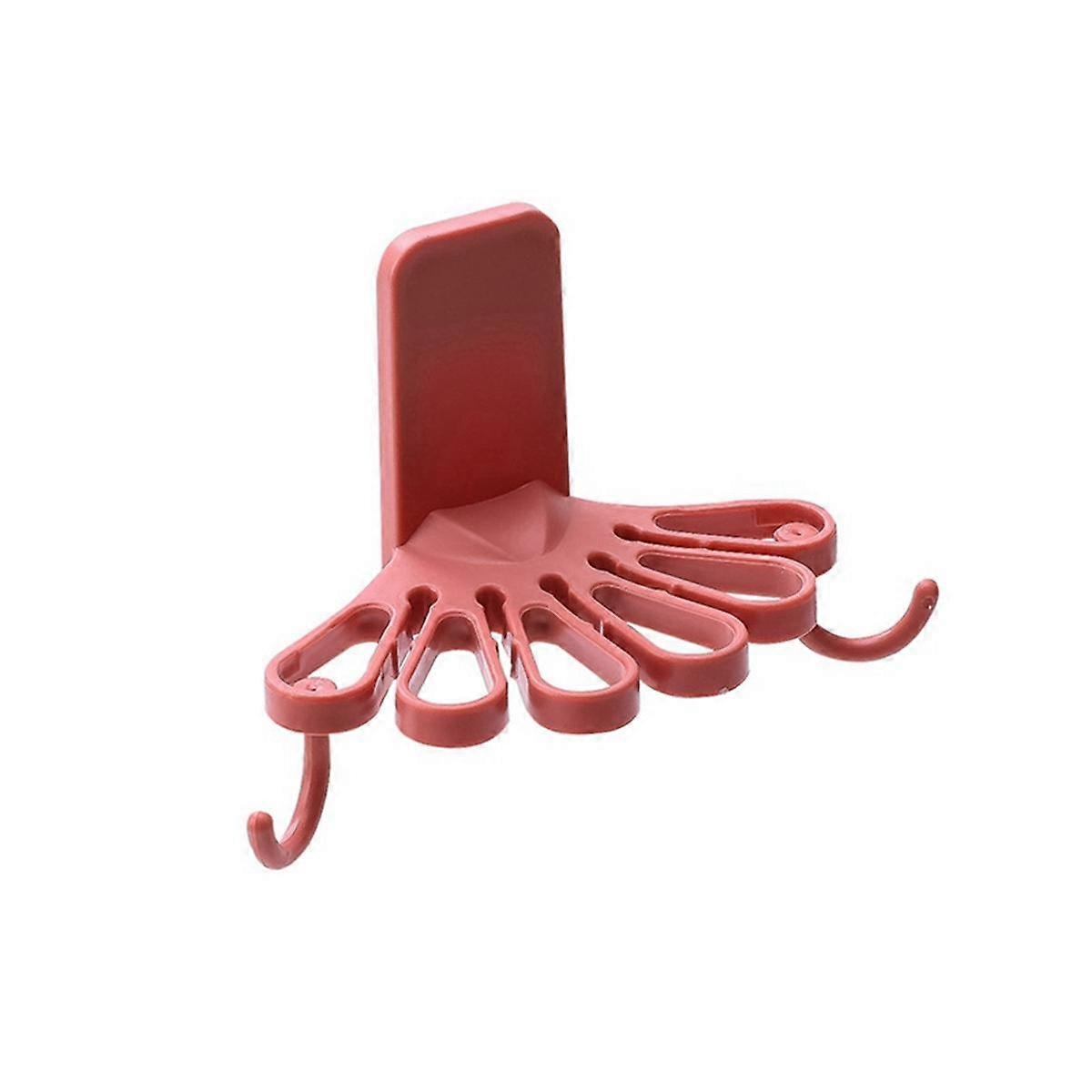 Kitchen Flower-Shaped Rag Rack with Hook Storage Organizer Wall-Mounted No Drilling Spatula Spoon Rack Towel Shelf D