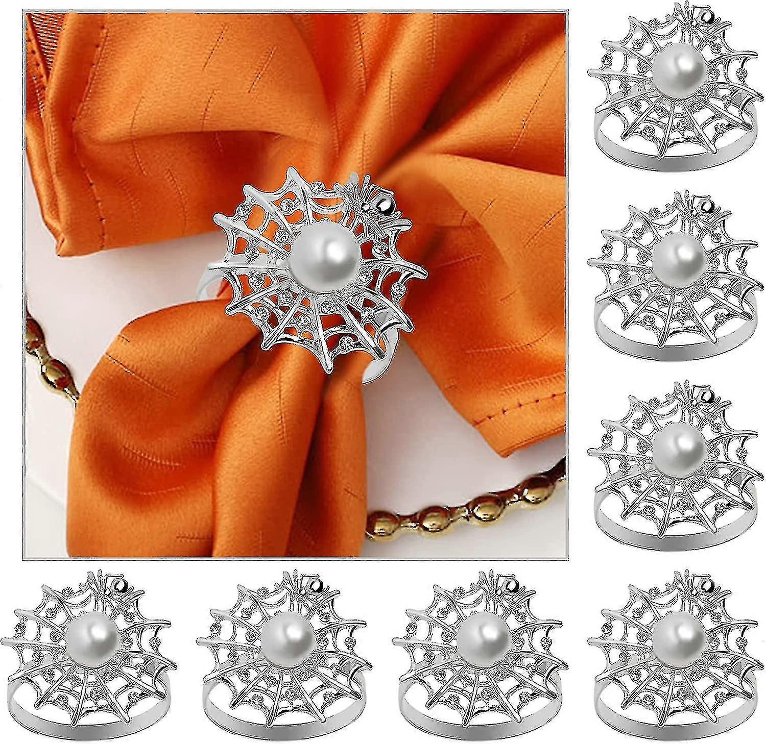 ハロウィーンナプキンリングアクセルジェリー8シルバーパールナプキンリングダイヤモンドスパイダーナプキンギフトのセット