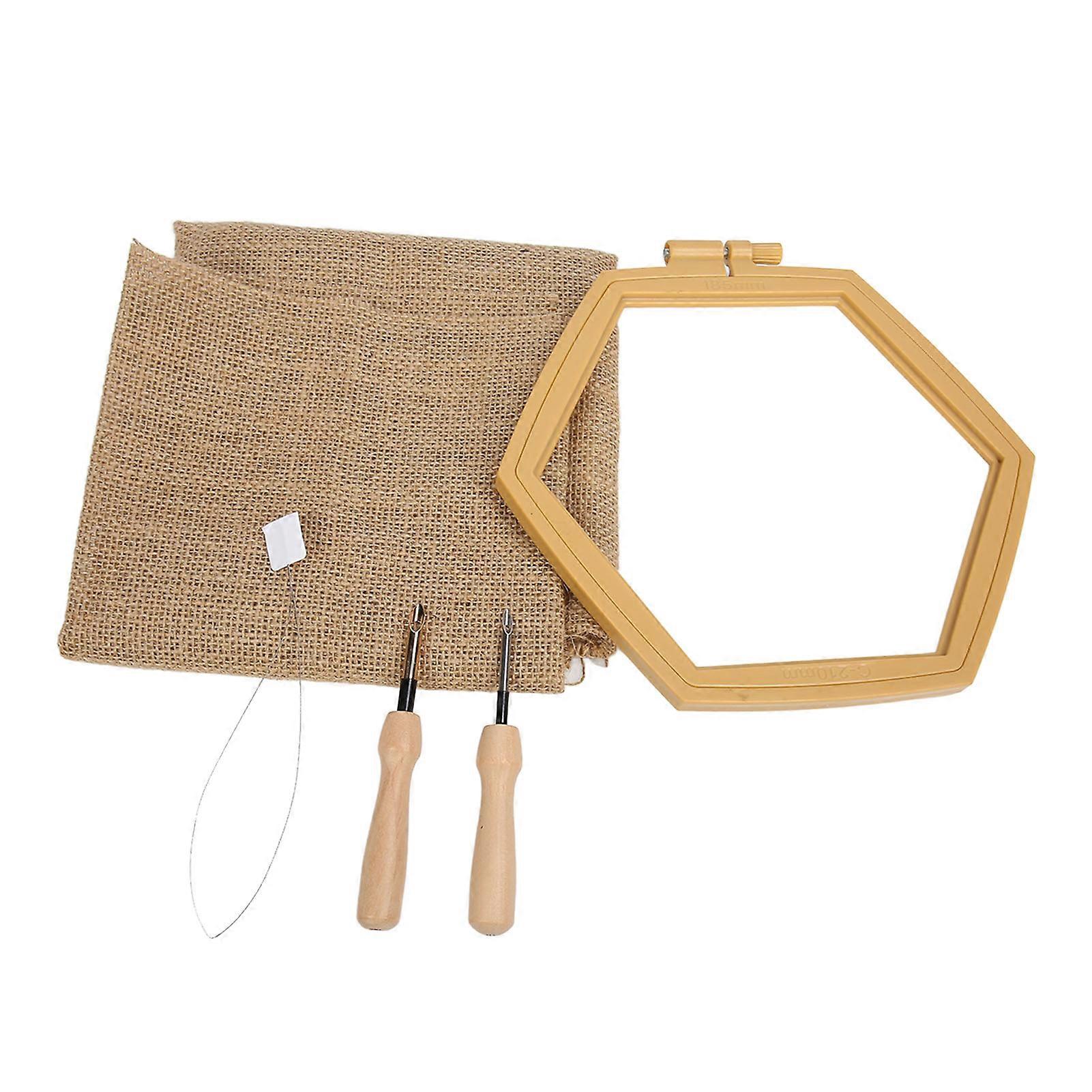 Punch Needle Kit Hex Hoop Glossy Frame Easy Operation Safe Durable Punch Embroidery Kit for Craft DIY Beginners