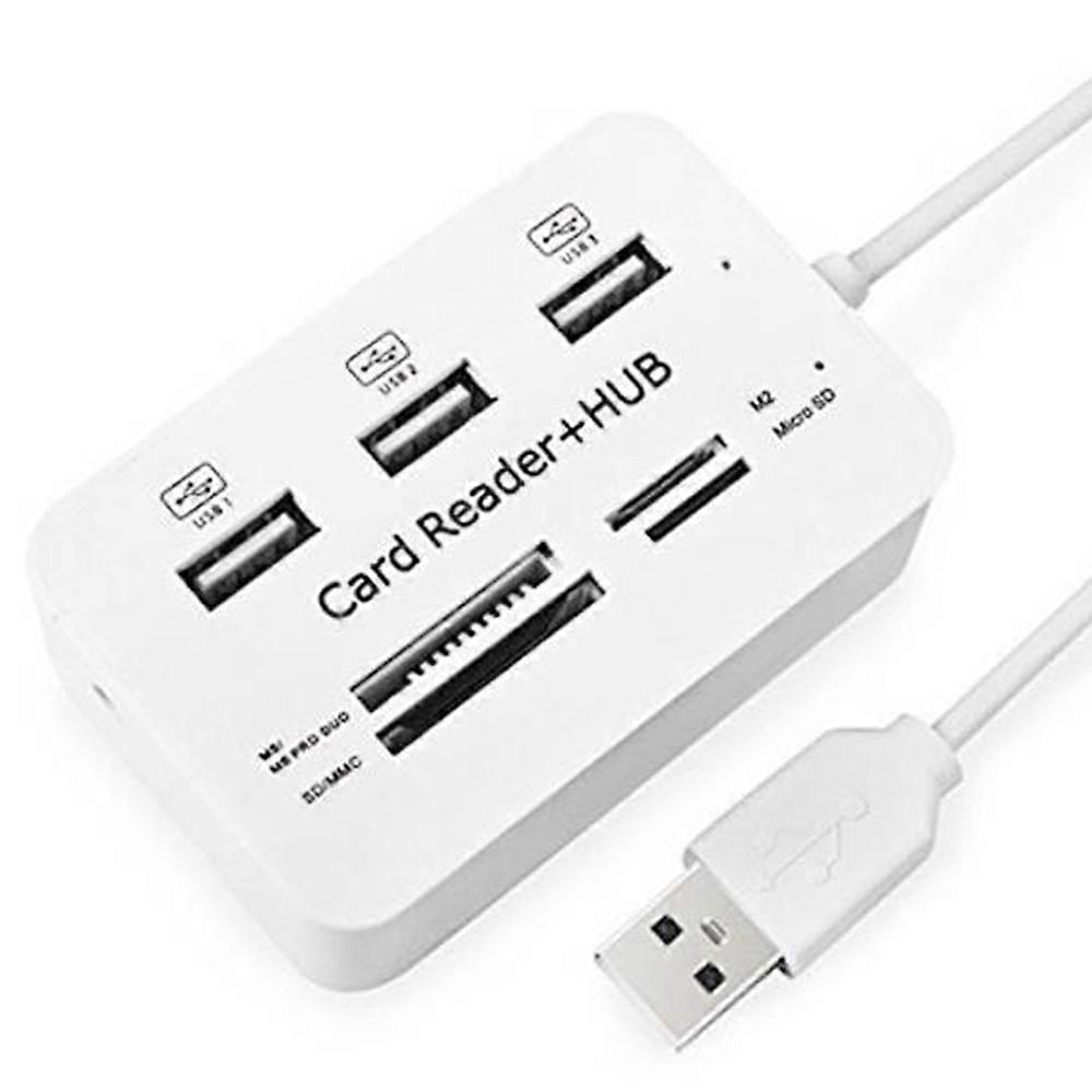 USB 2.0 Hub 3 Ports with USB Card Reader Hub 2.0 480Mbps Combo for MS/M2/SD/MMC/TF for PC Laptop