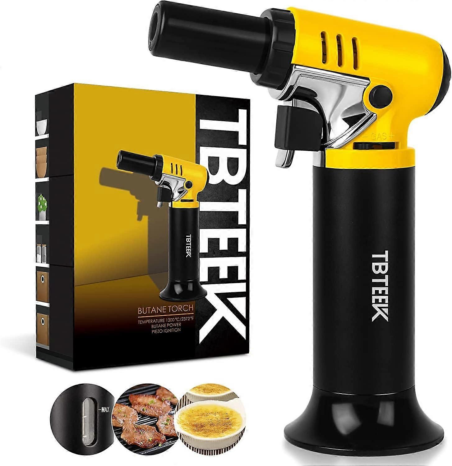 Butane Torch With Fuel Gauge, One-Handed Operation Kitchen Torch Lighter, With Adjustable Flame, Suitable For Barbecue, Baking, Pudding Cream, Crafts