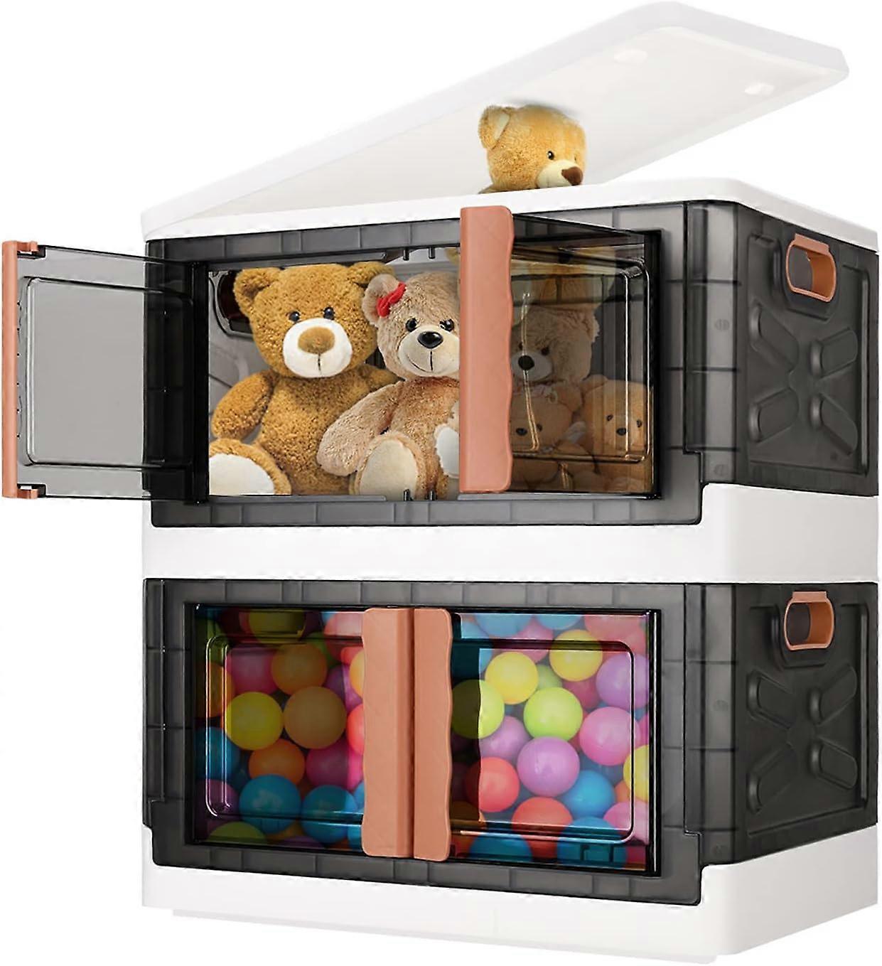 2-pack 50*2 Litre Multi-Use General Storage Box Stackable Plastic Storage Boxes Folding Storage Box Plastic Drawer Organizer Closet