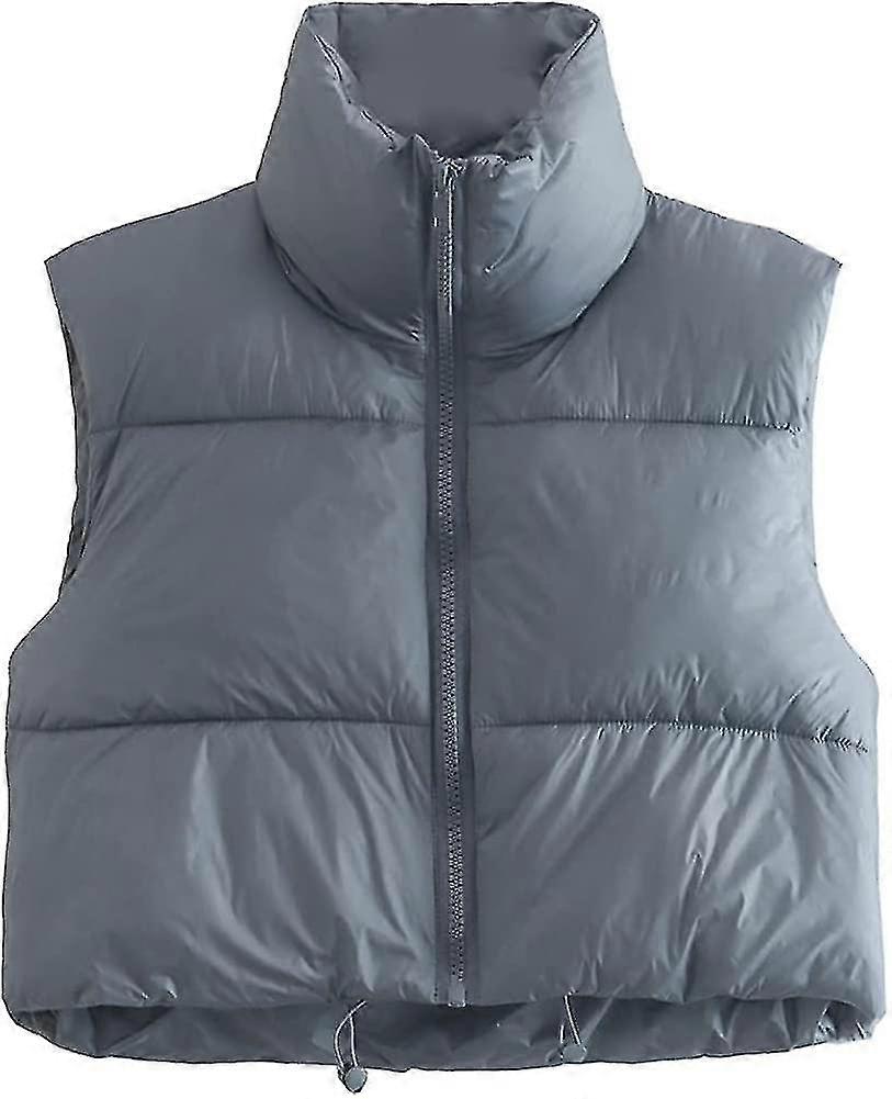 Women's Winter Crop Vest Lightweight Sleeveless Warm Outerwear Puffer Vest Padded Gilet