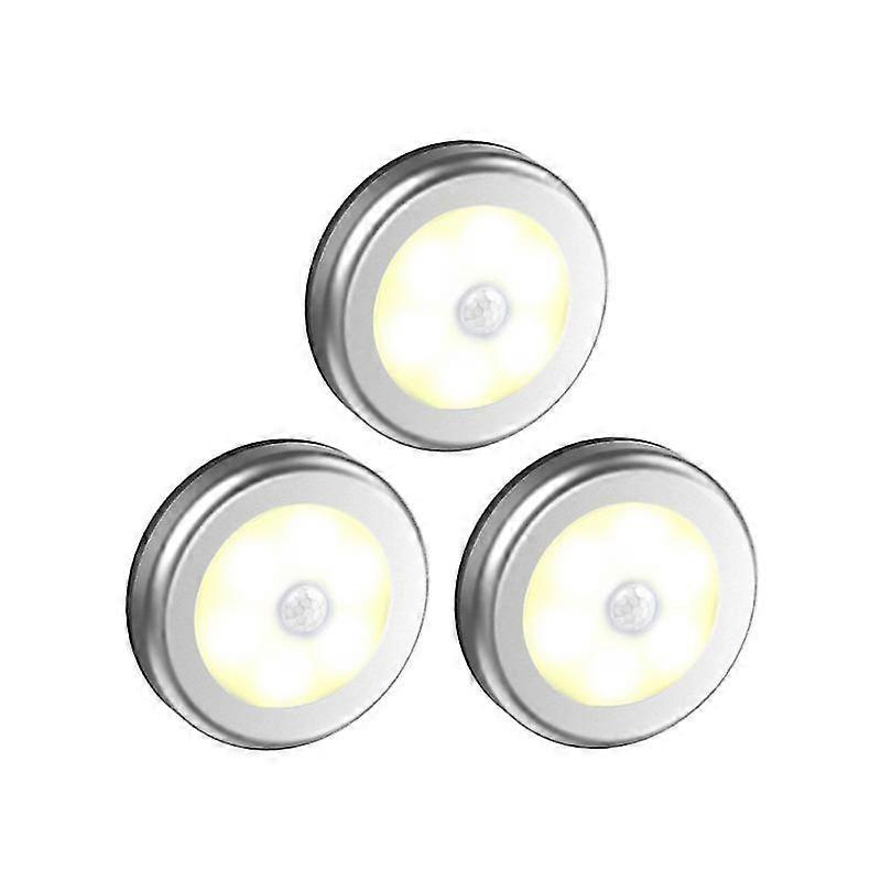 3pcs creative motion sensor night light corridor cabinet stair night light silver warm light no battery