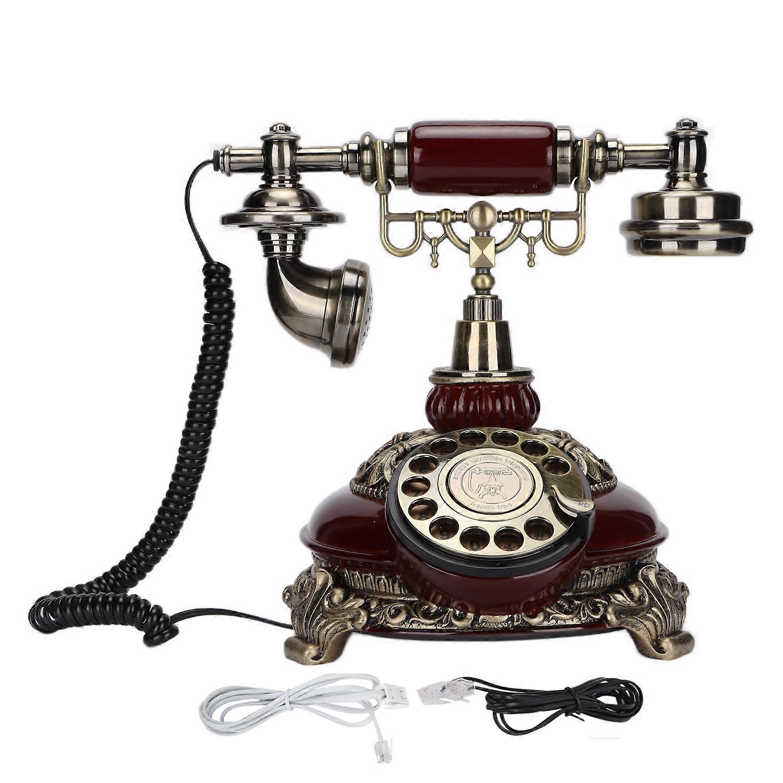 Royal Vintage Telephone Antique Desk Rotary Dial Handset Corded Phone for Home Office Cafe Bar Decoration(Bronze) NO.0789