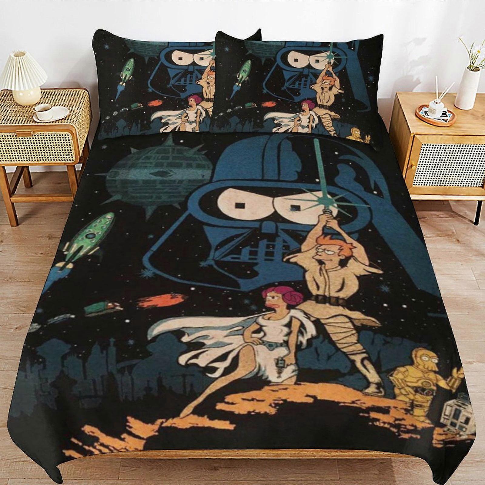 x254 Futurama Comforter Set 3 Pieces Quilt Cover Set Soft Bedding Sets for All Seasons (1 Comforter  2 Pillowcases) hb254