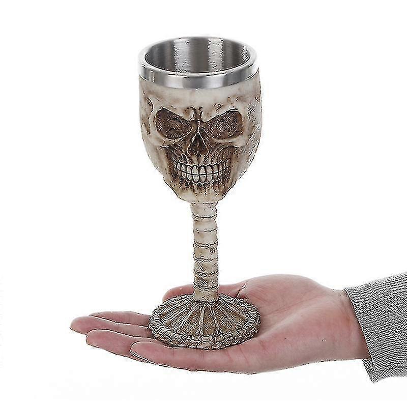 Decorative Gothic Skull And Spine Goblet 1 Piece White