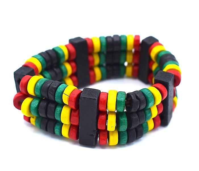 Rasta pärlarmband trippel - Elastiskt 