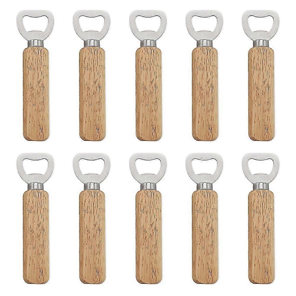 10pcs Holz Handheld Edelstahl Flaschenöffner