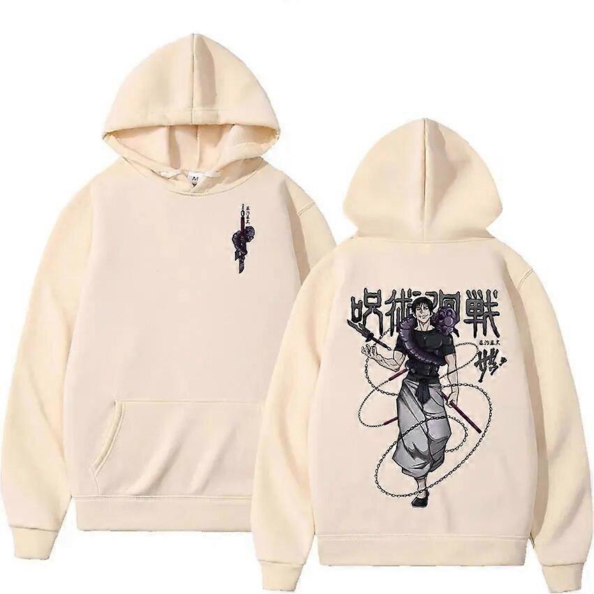 Japanese Anime Jujutsu Kaisen Fushiguro Toji Hoodie Men Fashion Long Sleeve Clothing Sweatshirt Unisex Pullover Oversized Hooded Khaki