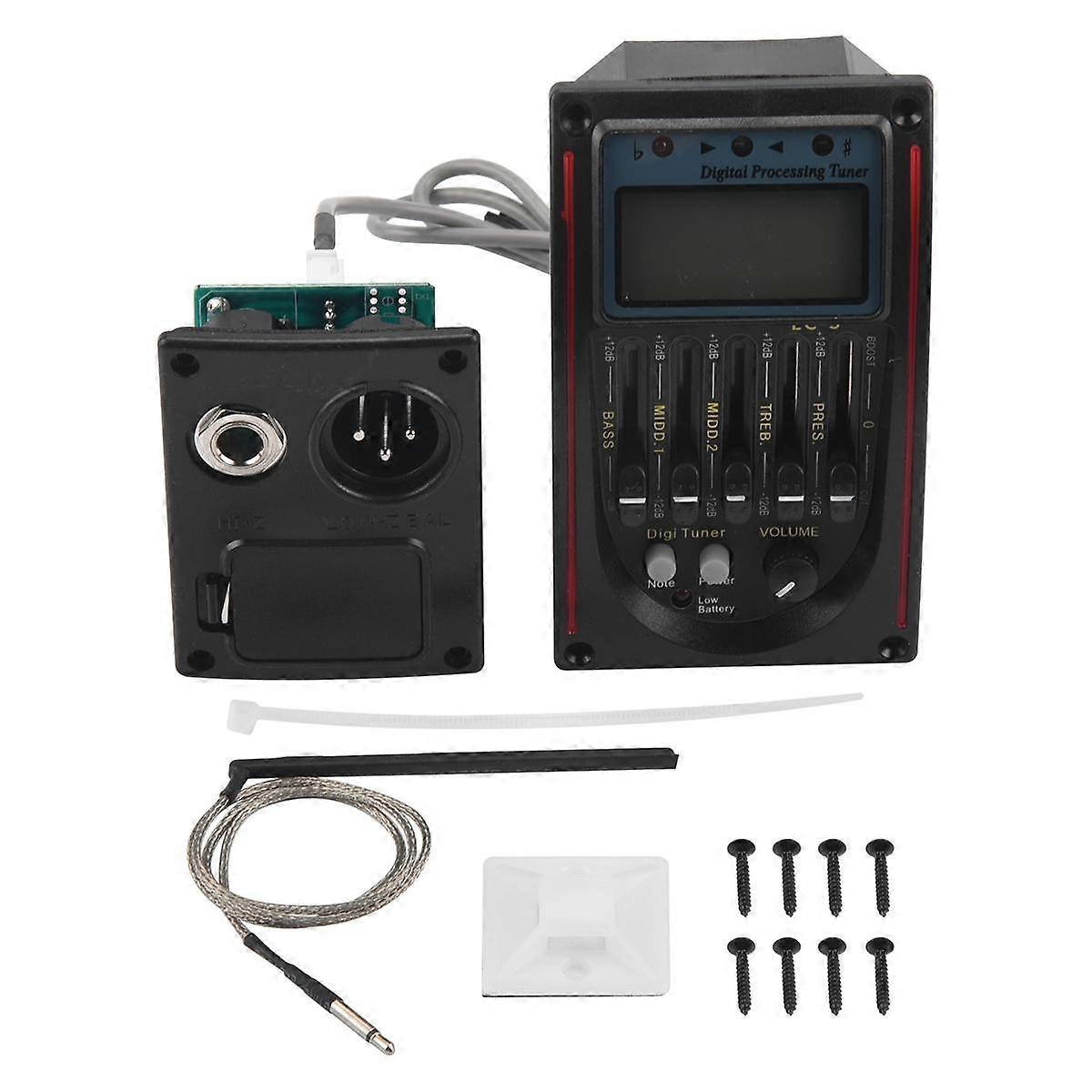 LC-5 5 Bands Acoustic Guitar Pickup EQ Preamp LCD Tuner Piezo Pickup Equalizer System,Red