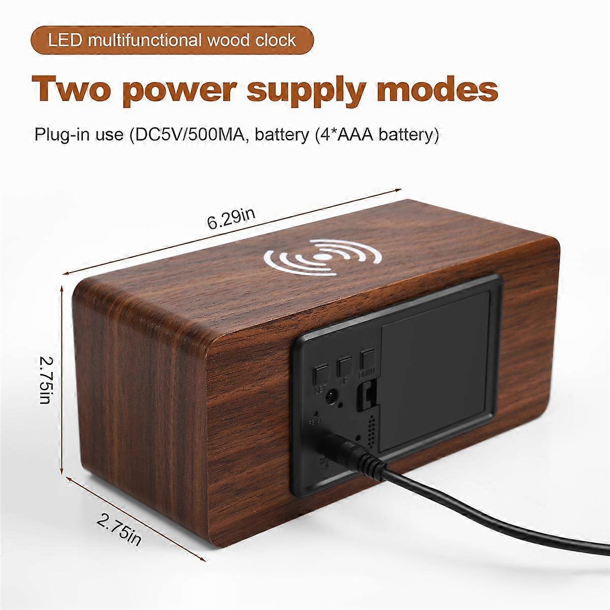 Digital Alarm Clock, Temperature and Humidity Alarm Clock LED Electronic Clock Smartphone Wireless