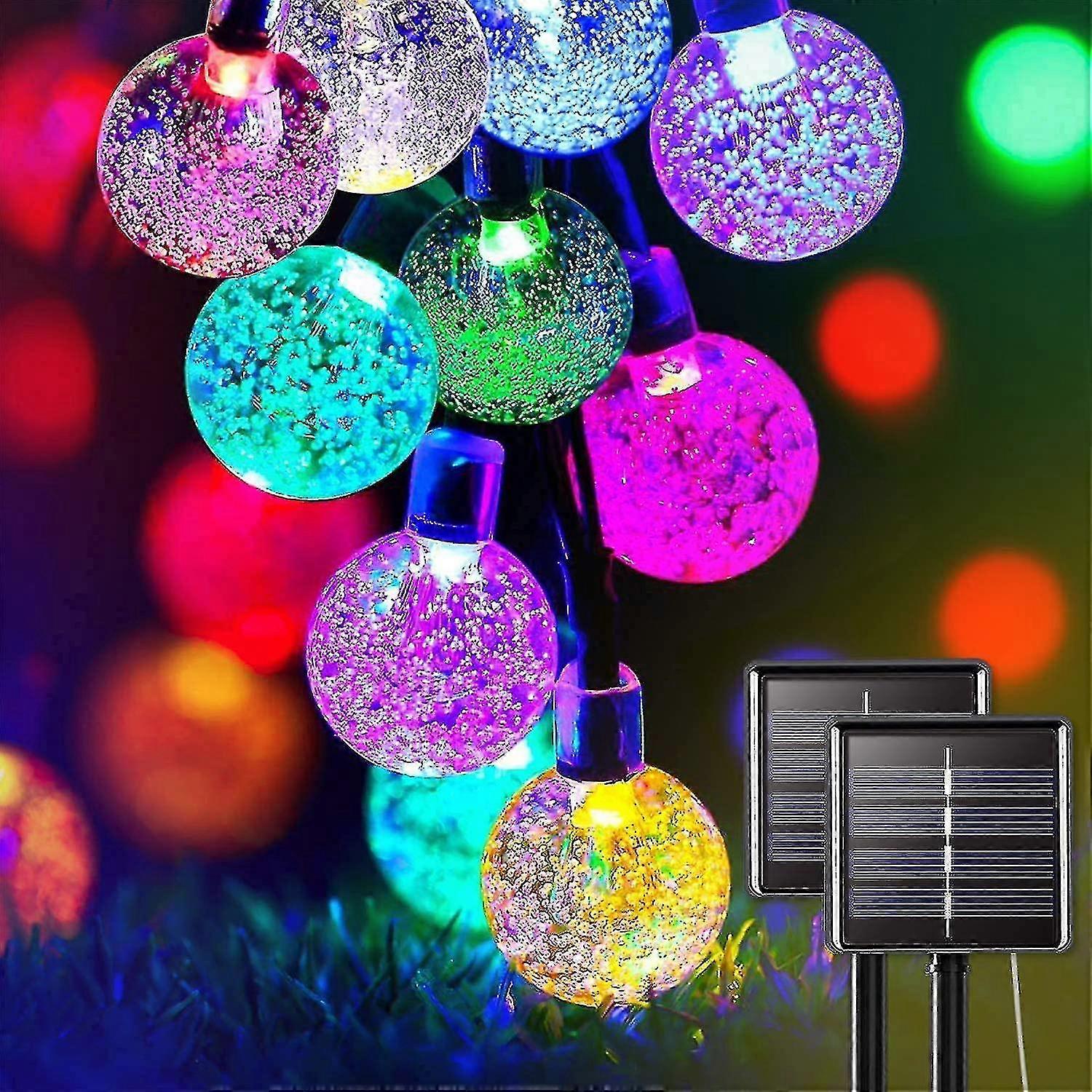 Solar String Lights, Fairy Lights 50 Led Crystal Balls Ip65 Waterproof, 8 Modes Indoor And Outdoor Decorative Lights, Home/garden/party/patio/party/we