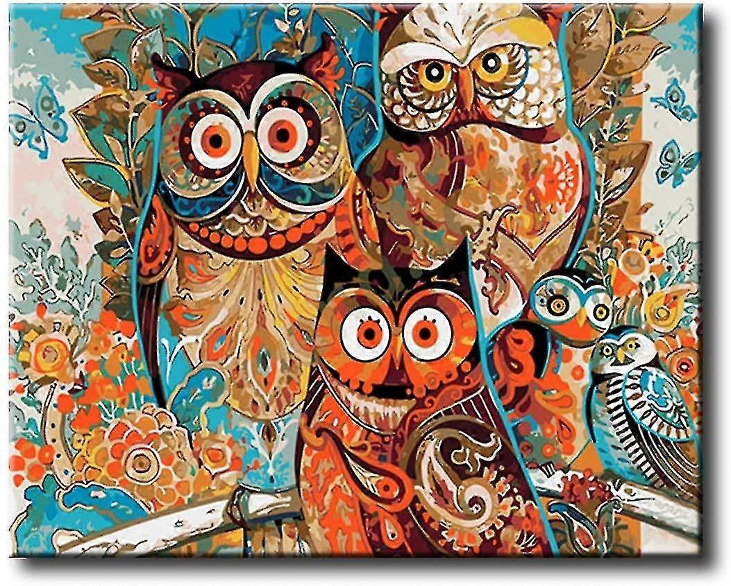 Diy Paint By Numbers For Adults Diy Oil Painting Kit For Kids Beginner - Owl16x20 Inch (without Frame)