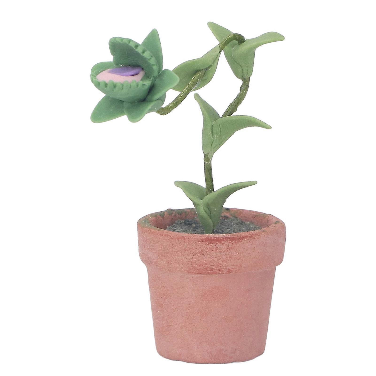 Mini Dollhouse Plant Simulation Realistic Vivid Portable Dollhouse Miniature Potted Plant for 1/12 Dollhouse Decoration