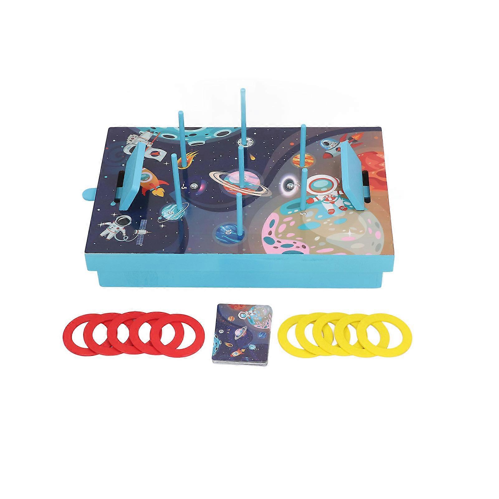 Kids Circle Toss Game Set Improve Coordination Wooden Circle Toss Desktop Toy for 2 Players Wooden Kids Circle Toss Game