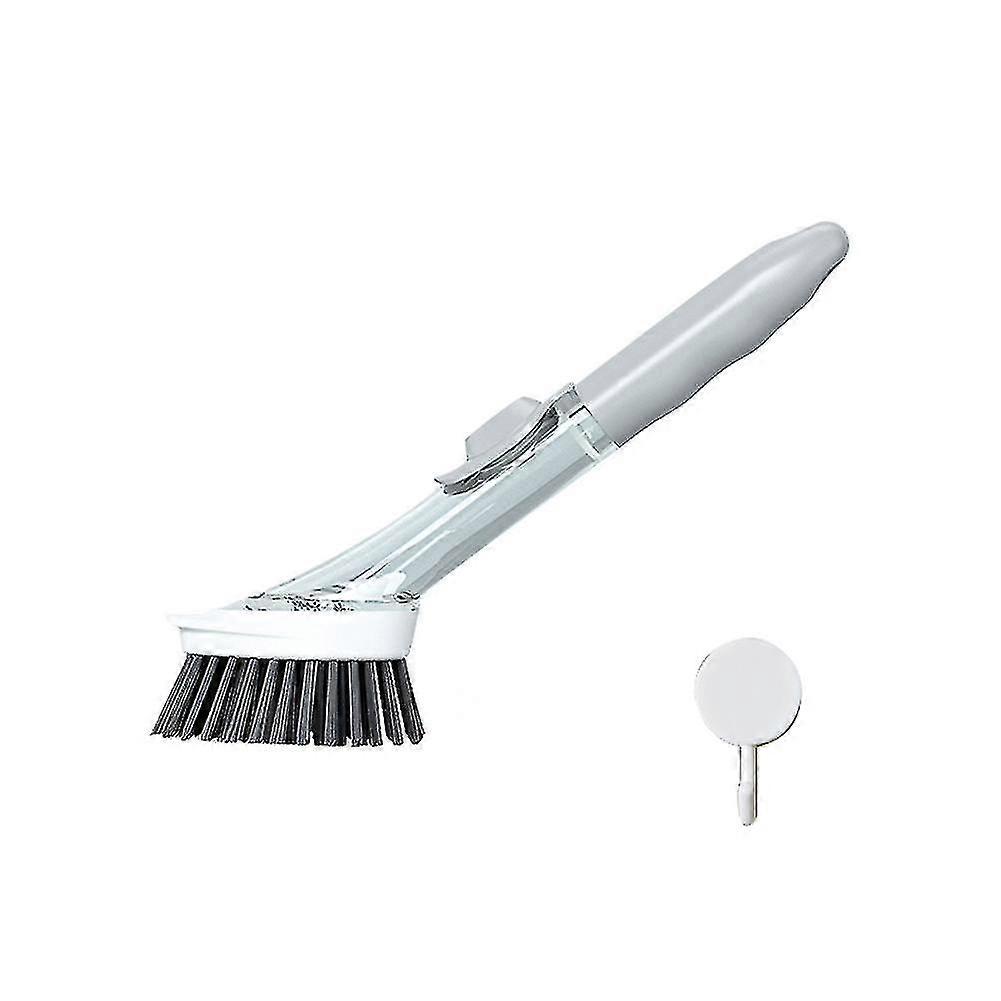 Automatic Liquid Adding Sponge Dishwashing Brush Long Handle Refillable Bowls Kitchen Cleaning Utensils