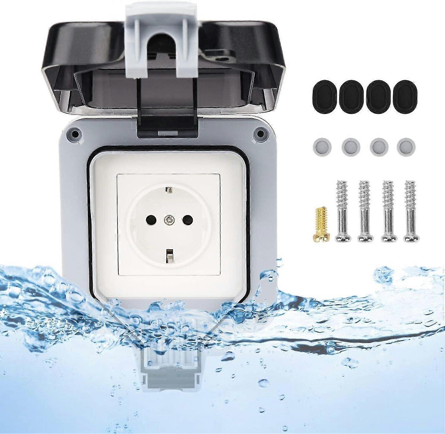 Ip66 Waterproof Outdoor Socket, Dustproof Wall Socket, Garden Wall Electrical Sockets For Indoor And Outdoor (single Socket)