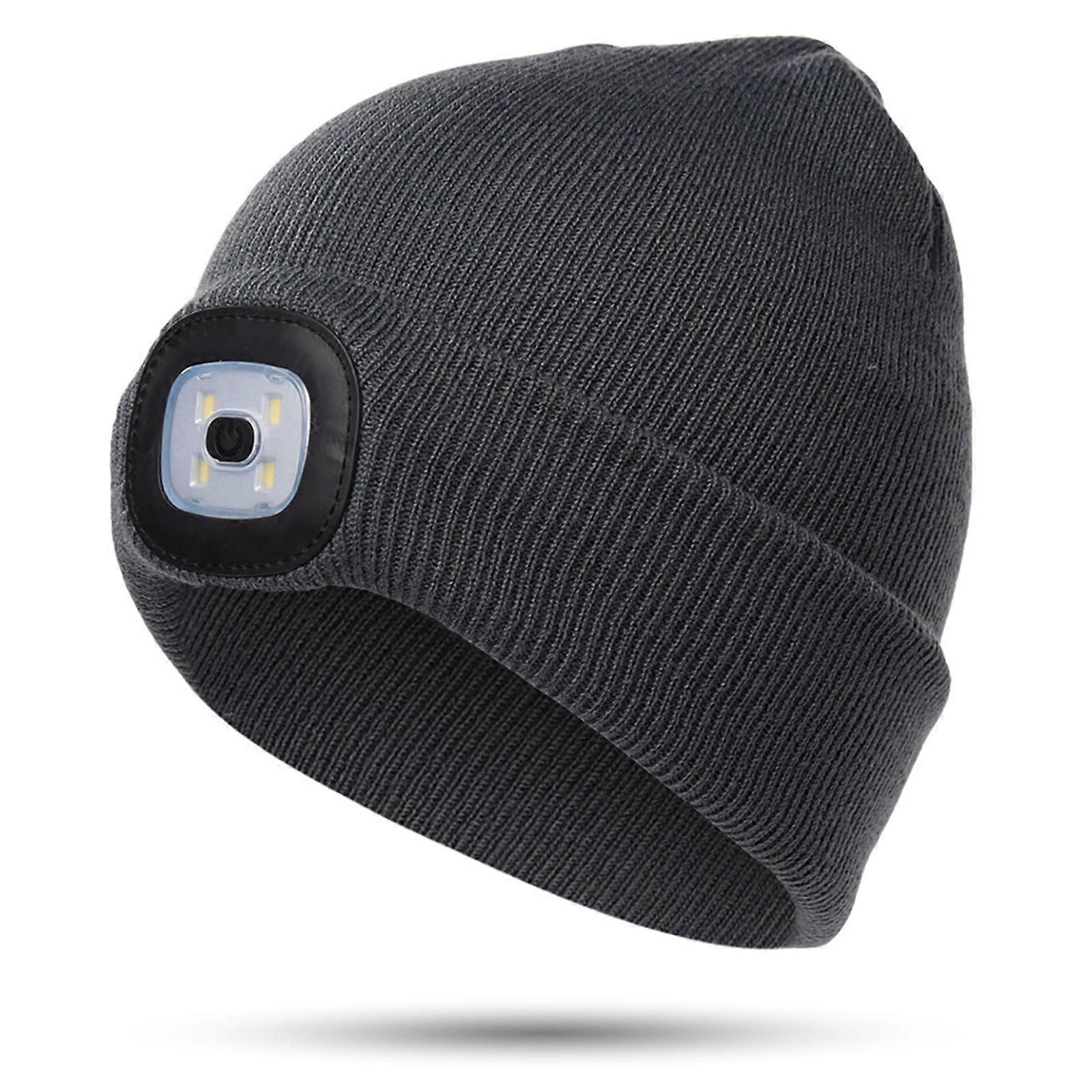 Lighted Beanie USB Rechargeable LED Headlight Cap for Kids Night Walking