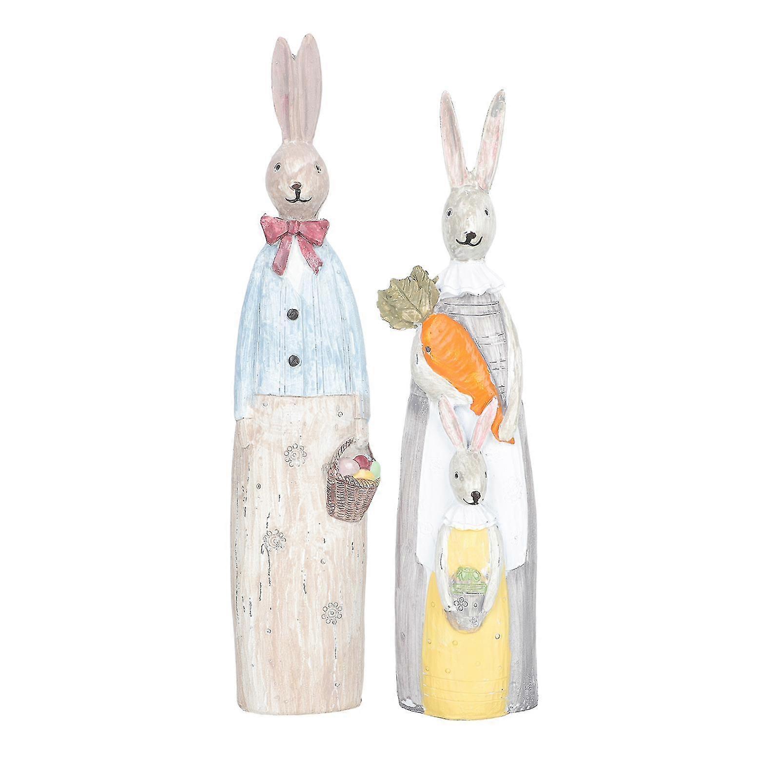 1 Pair Of Cartoon Rabbit Resin Ornaments Creative Resin Rabbit De