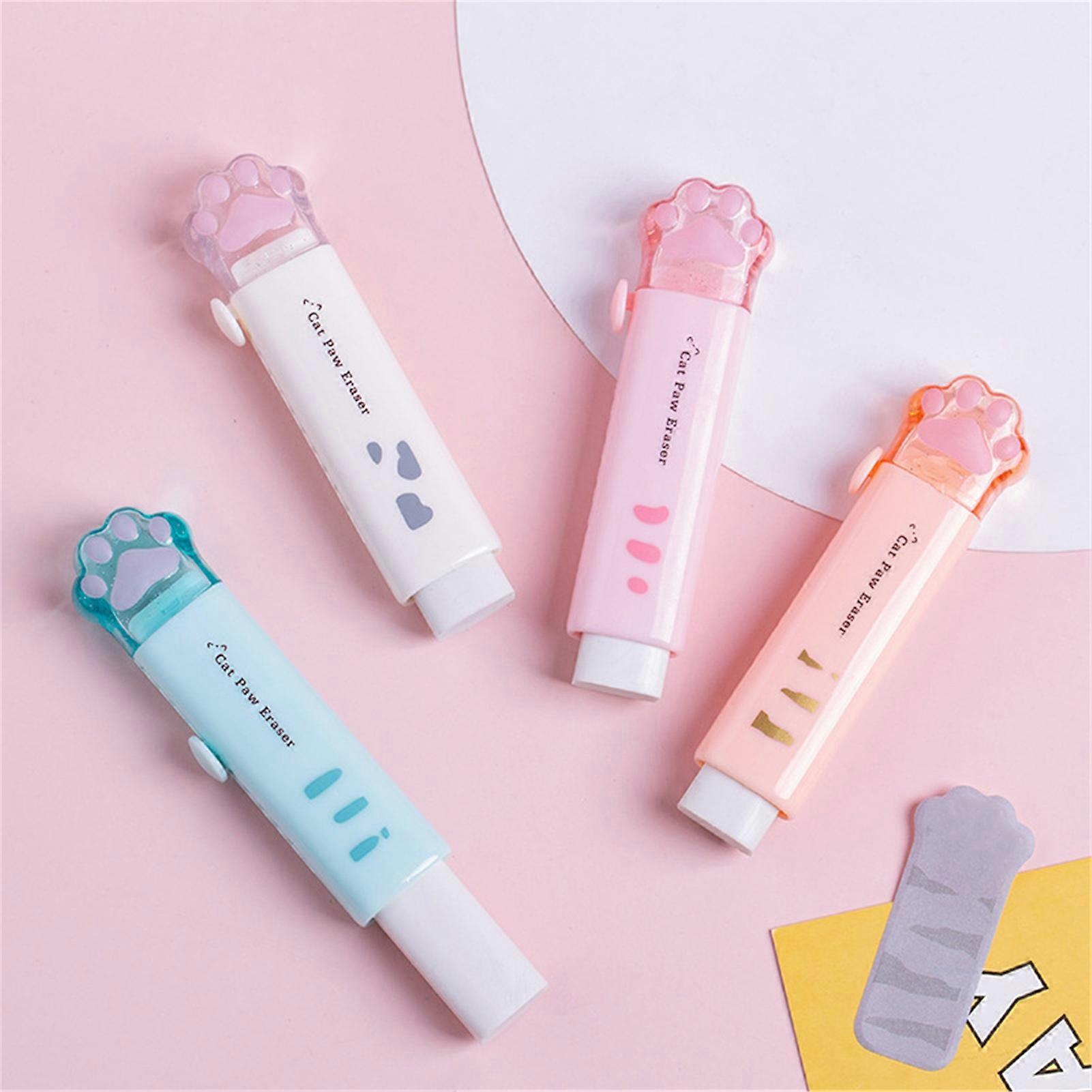 Rubbing Eraser Retractable Reward School Supplies Push-pull Cat Paw Cute Eraser School KAESI