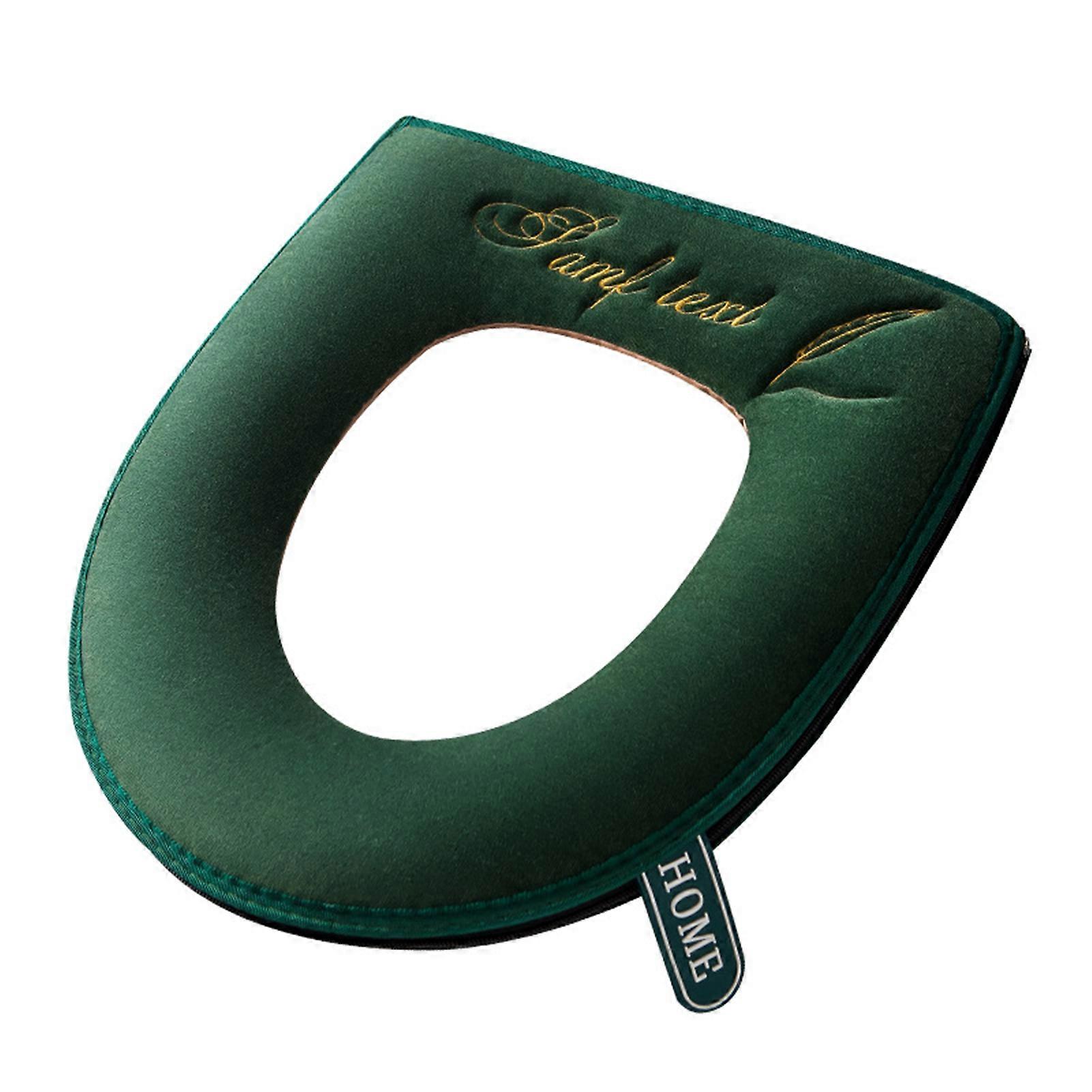 Toilet Seat Pad Ultra Soft Keep Warm with Flip Lid Handle Nordic Style Embroidery WC Paste Zipper Toilet Seat Lid Cover for Home KAESI