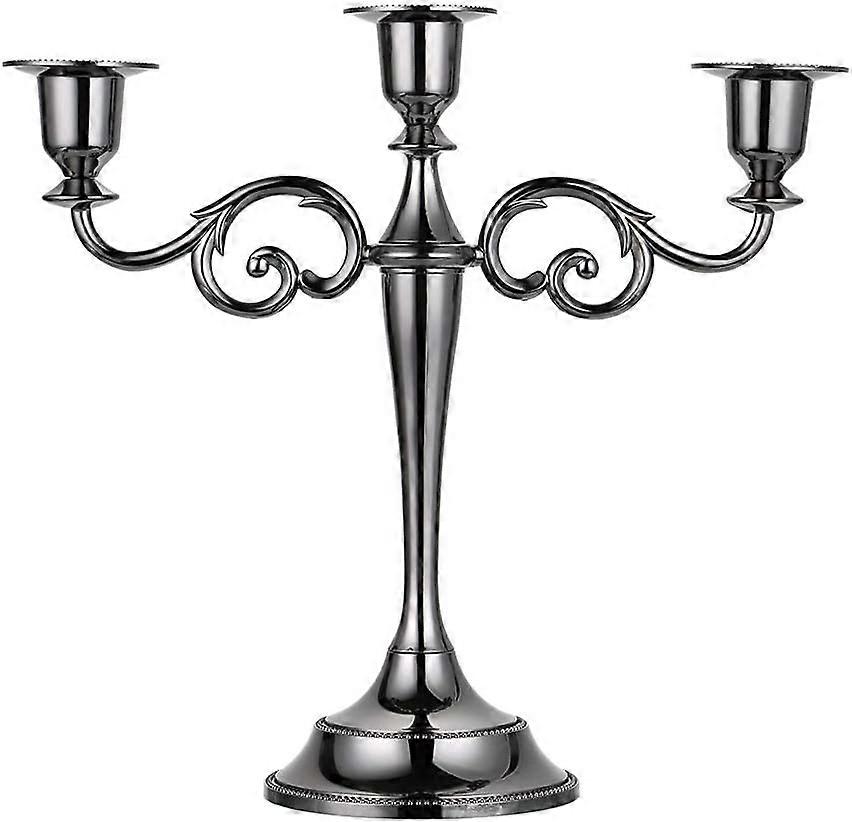 3 Arm Metal Candle Holder Black