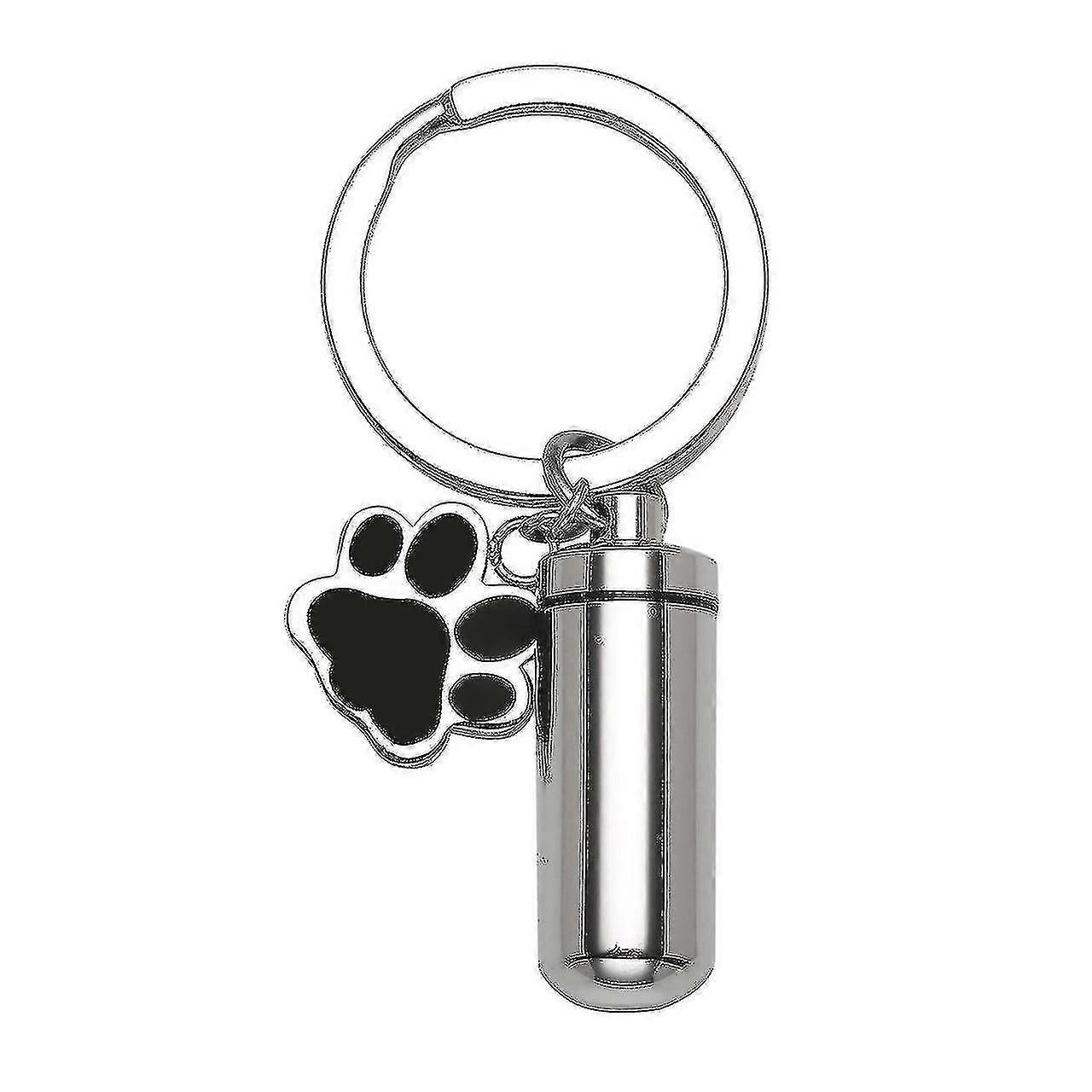 Personalized Custom Stainless Steel Pet Dog Paw Pendant Cylindrical Necklace Keychain 1pc Jinyu