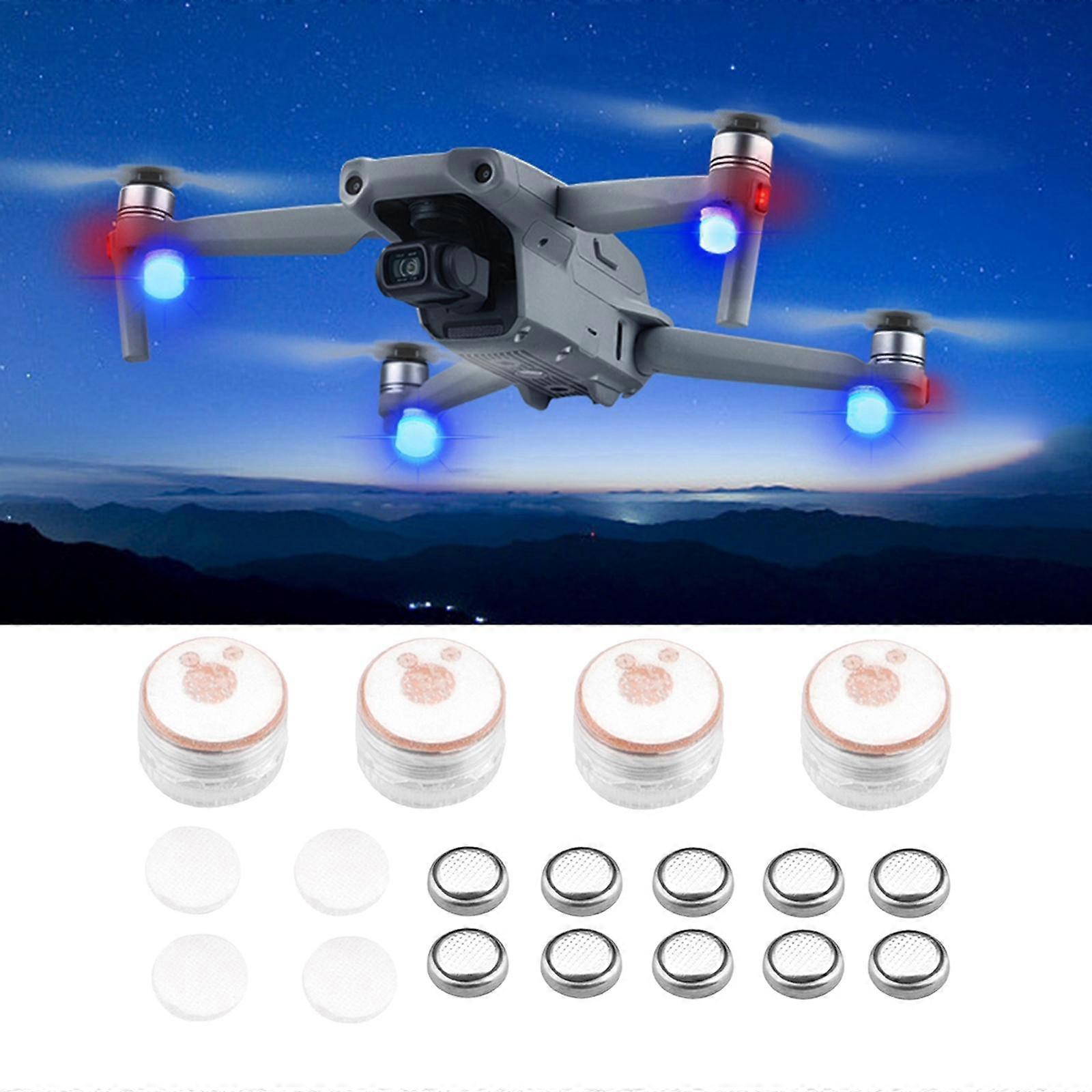 طقم فلاش ليلي وبطارية قابل لإعادة الشحن ل DJI Mavic Air 2 ، سهل التركيب - وميض أحمر أزرق