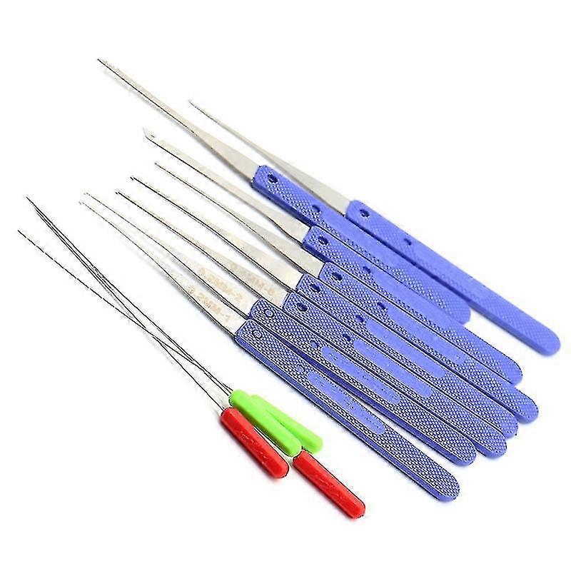 12Pcs Blue Lock Pick Broken Key Remove Locksmith Tool Key Extractor Hardware Stainless Steel Handle
