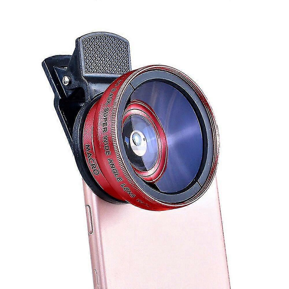 2 In 1 Lens Universal Clip 37mm Mobile Phone Lens Professional 0.45x 49uv Super Wide-angle + Macro Hd Lens For Iphone Android