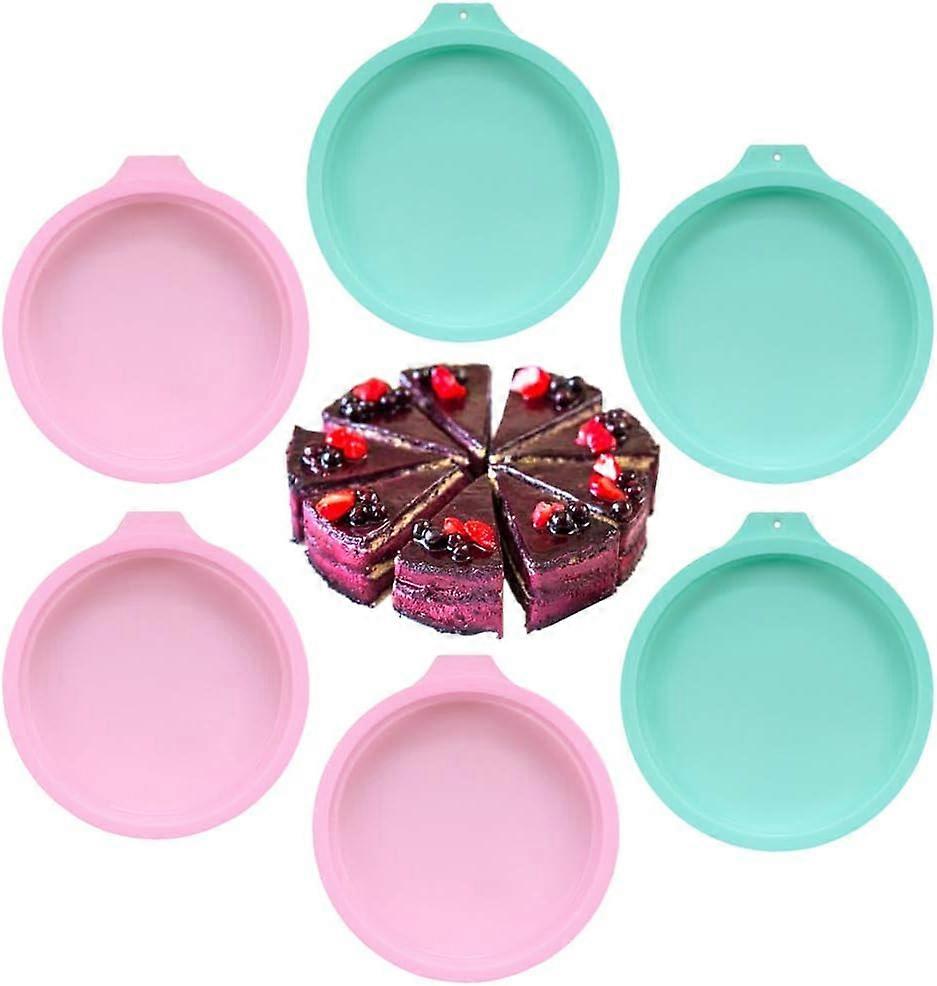6パック6インチ8インチラウンドシリコンケーキモールド誕生日パーティー、結婚式記念日#