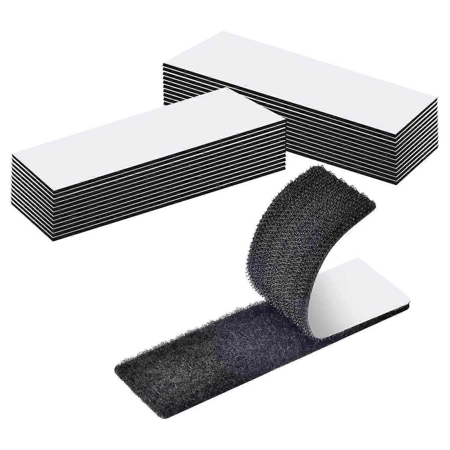 Scratch Double Sided Sticker,24 Pairs Black Nylon Adhesive Grip Tape Extra Strong Double Sided Adhesive Tape Rectangle 10cm3cm