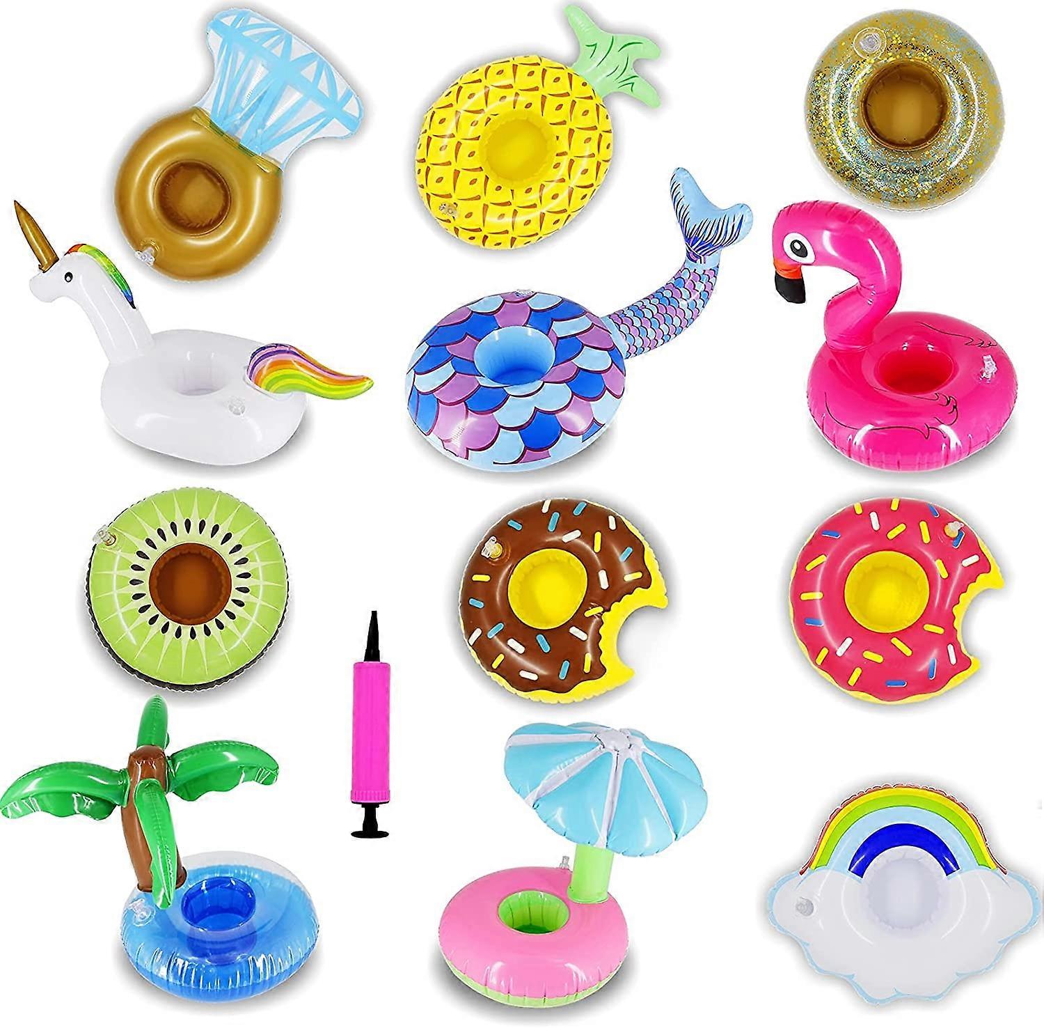 12 Pack Inflatable Floating Drinking Holders, Drink Floats Inflatable Cup Coasters for Pool Party
