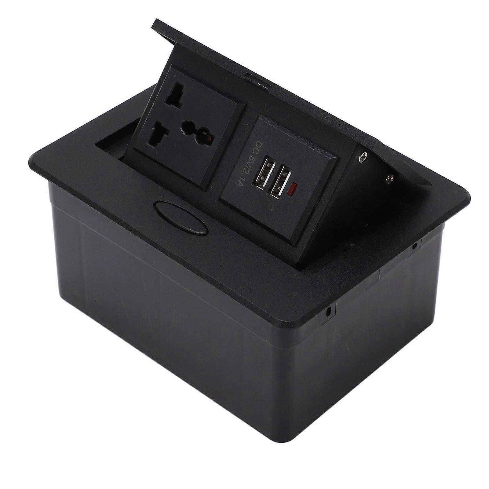 Universal Bounce Desktop Socket, Concealed Table Outlet Power Strip with 2 USB Ports, for Office and School Use (250V)