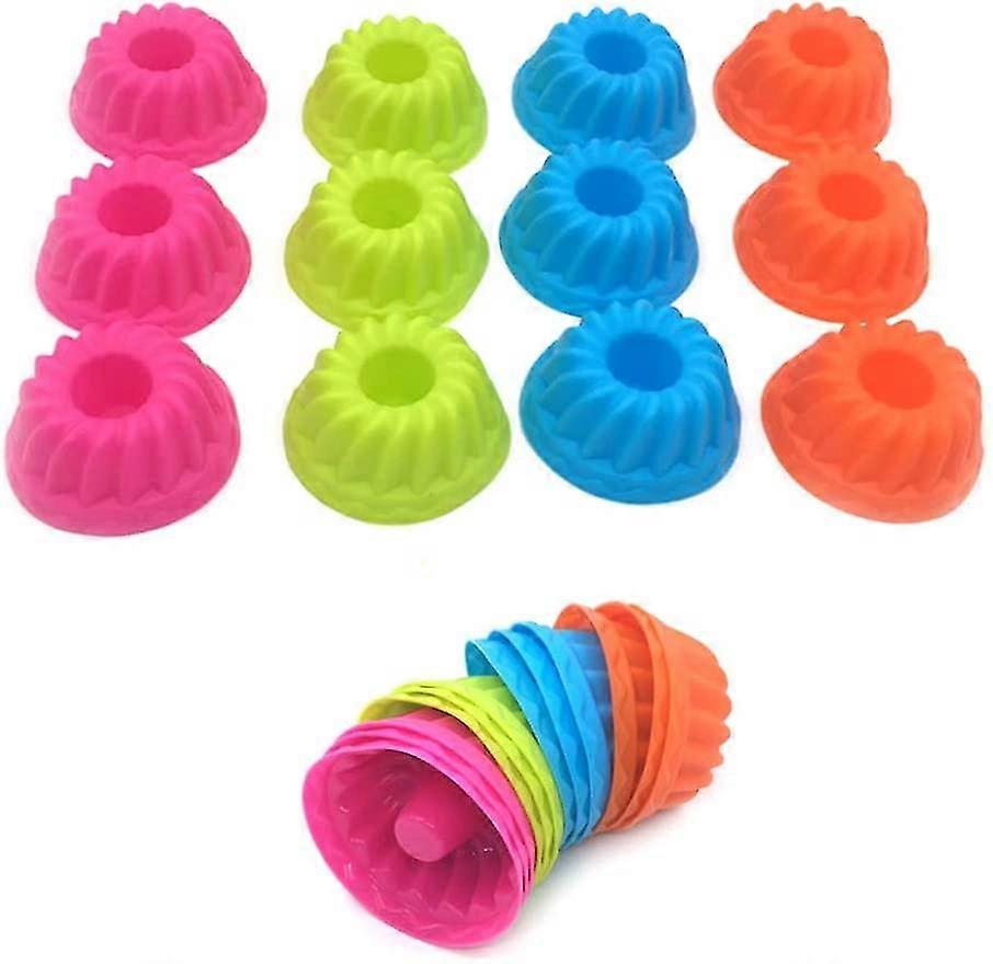 24 Pieces Silicone Donut Cake Molds Baking Tools - Random Colors (T-0-G)