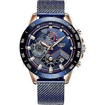 Zegarki męskie Wodoodporny analogowy zegarek kwarcowy ze stali nierdzewnej Brecelet Sportowy chronograf Zegarek na rękę Wielofunkcyjny męski