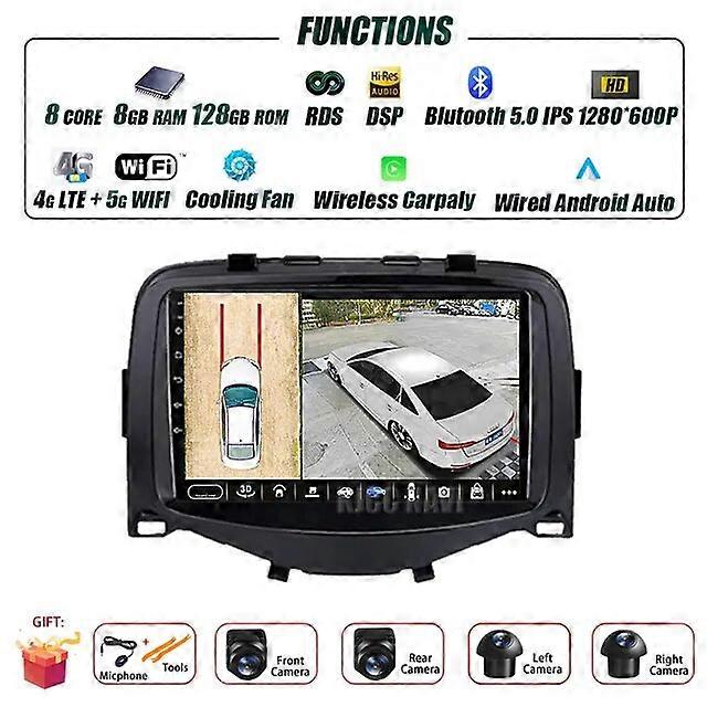 For Toyota Aygo Peugeot 108 Citroen C1 2016-2020 Radio Carplay Car Multimedia Player Intelligent System Android Auto Navigation