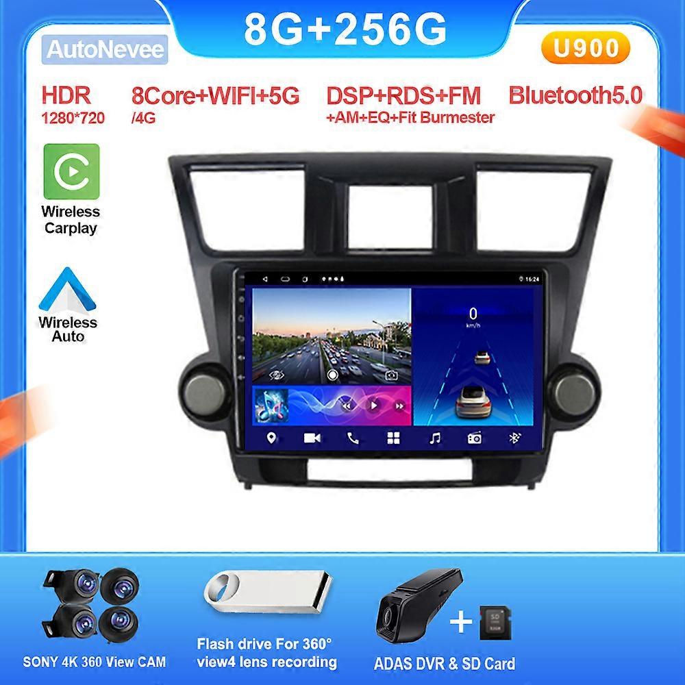 Car Android Radio For TOYOTA Highlander 2 XU40 2007-2013 Multimedia CarPlay Screen 5GWifi Vehicle Camera Intelligent Systems