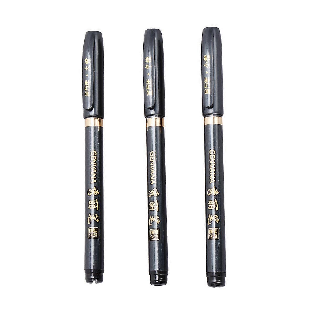 3PCS Assorted Size Chinese Japanse Kanji Characters Calligraphy Brush Pen Writing Art Script Painting Tool Ink Pen