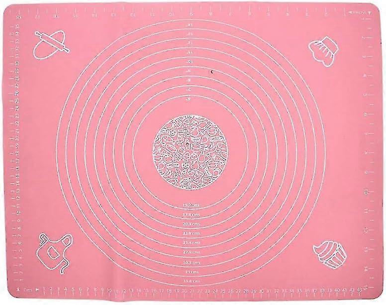 Non-slip silicone baking mat with pink measuring guide