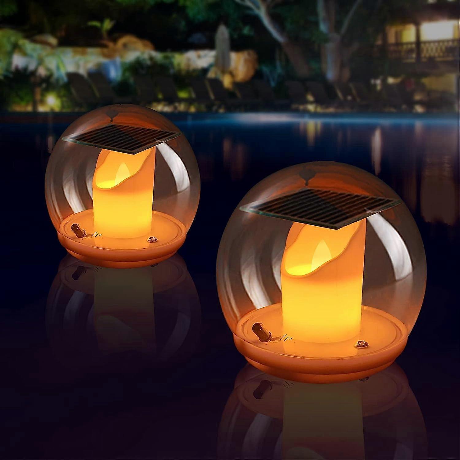 Teichbeleuchtung, Solar Floating LED Teelicht mit Fernbedienung, 3 Modi Flammenlicht Solar Floating Pool Beleuchtung