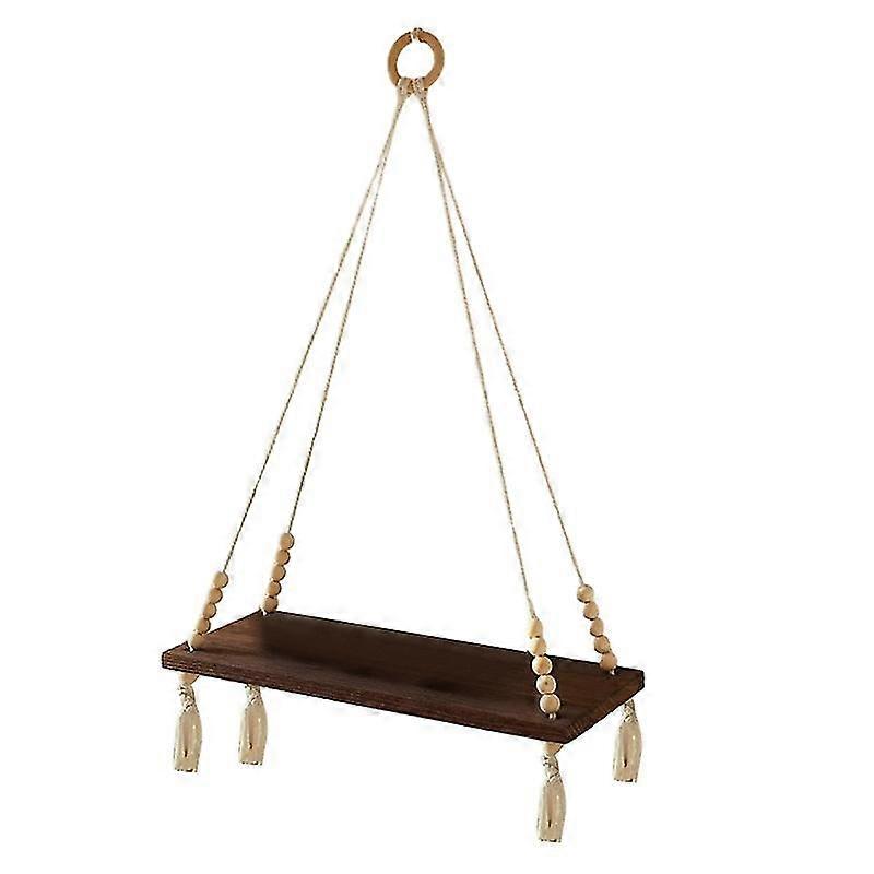 Wall Hanging Shelf Nordic Bohemia Style Wood Floating Shelf Adjustable Rustic Plant Storage Rack