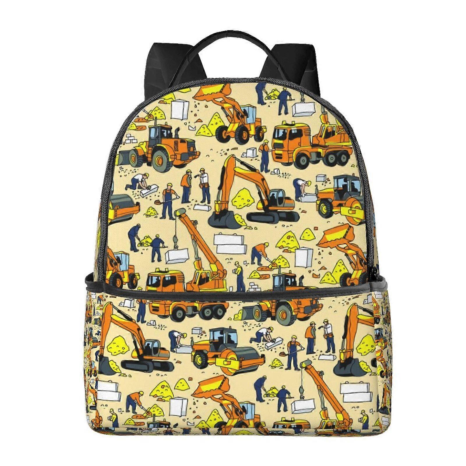 Construction Trucks Pattern Backpack,Large Capacity Travel Backpack,Laptop Backpack,Water Resistant Backpack For Women Men 3