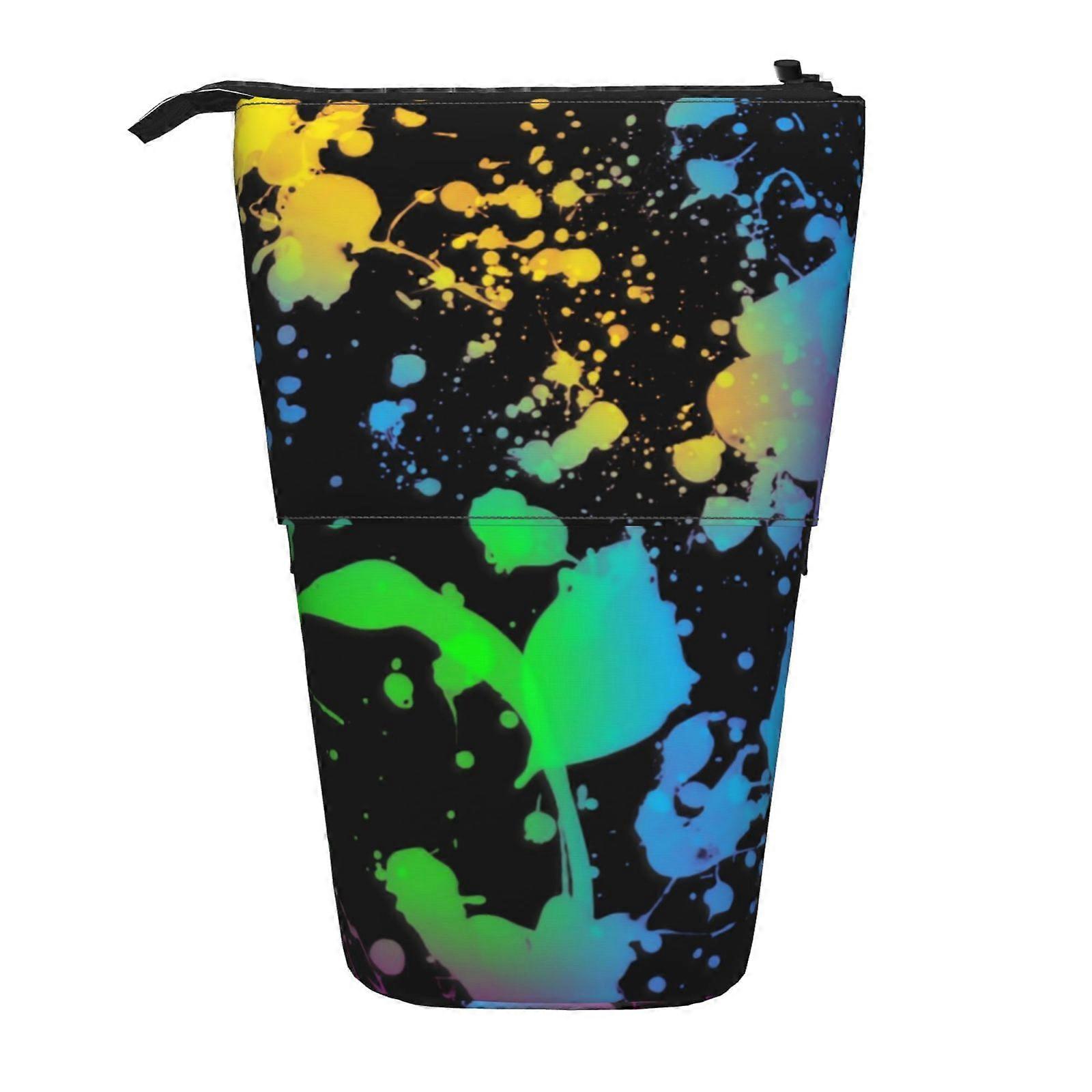 توهج في الظلام تناثر نيون مقلمة حقيبة مقلمة حقيبة قلم رصاص تلسكوبية مع حقيبة مكياج محمولة بسحاب 13