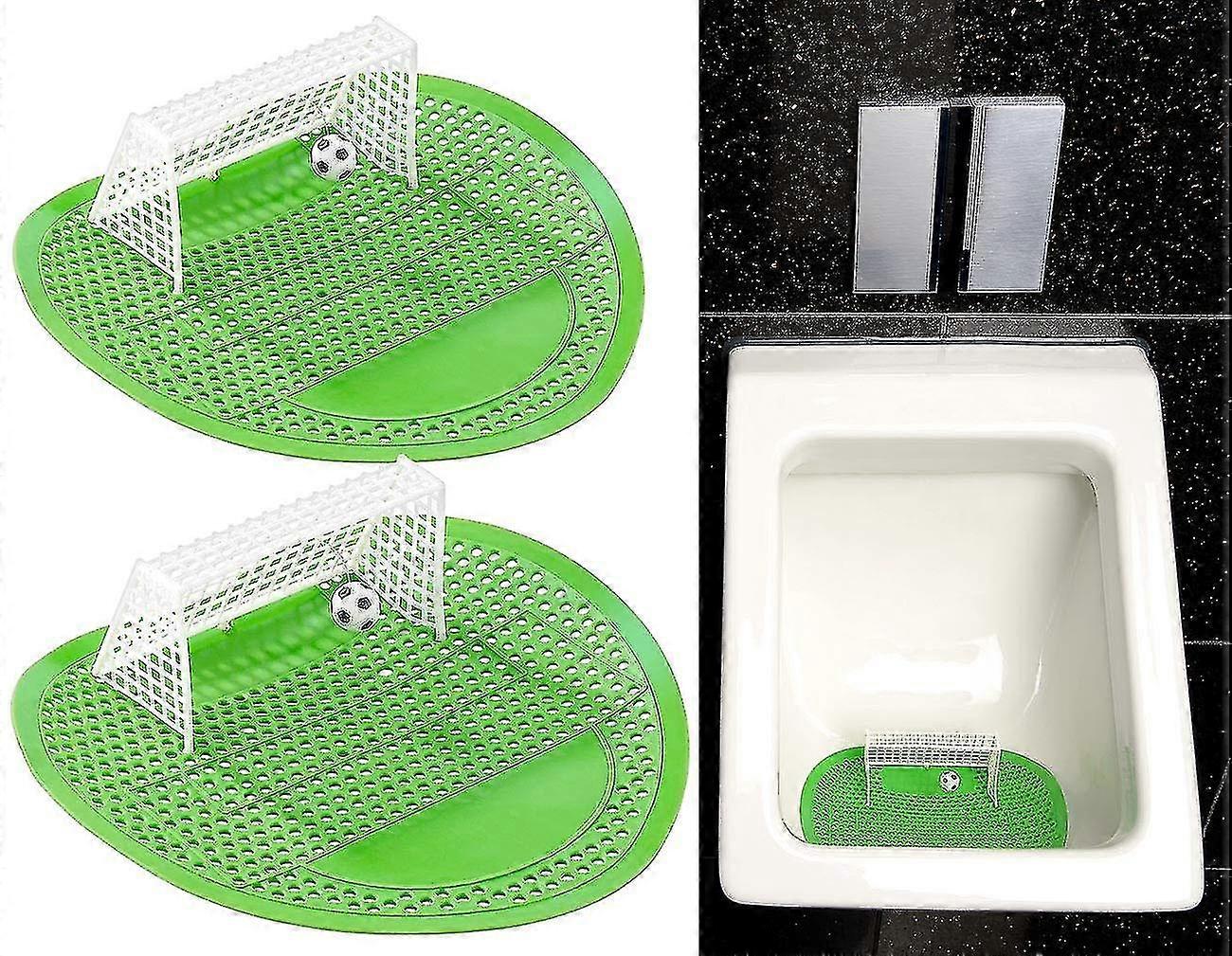 2個の小便器スクリーン、サッカーゴール小便器ストレーナー、18.5 x 18.5 cmの香りの小便器スクリーンスプラッシュガード臭気保護