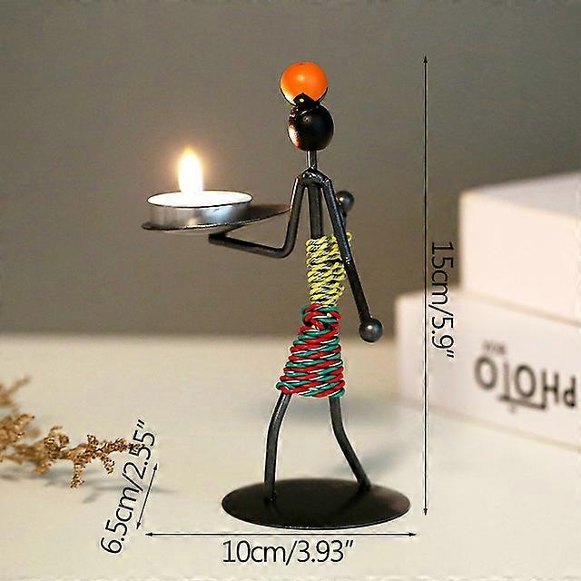 Metal Creative Retro Candlestick Dining Table Human Modeling Party Home Decor1 Pieceblack