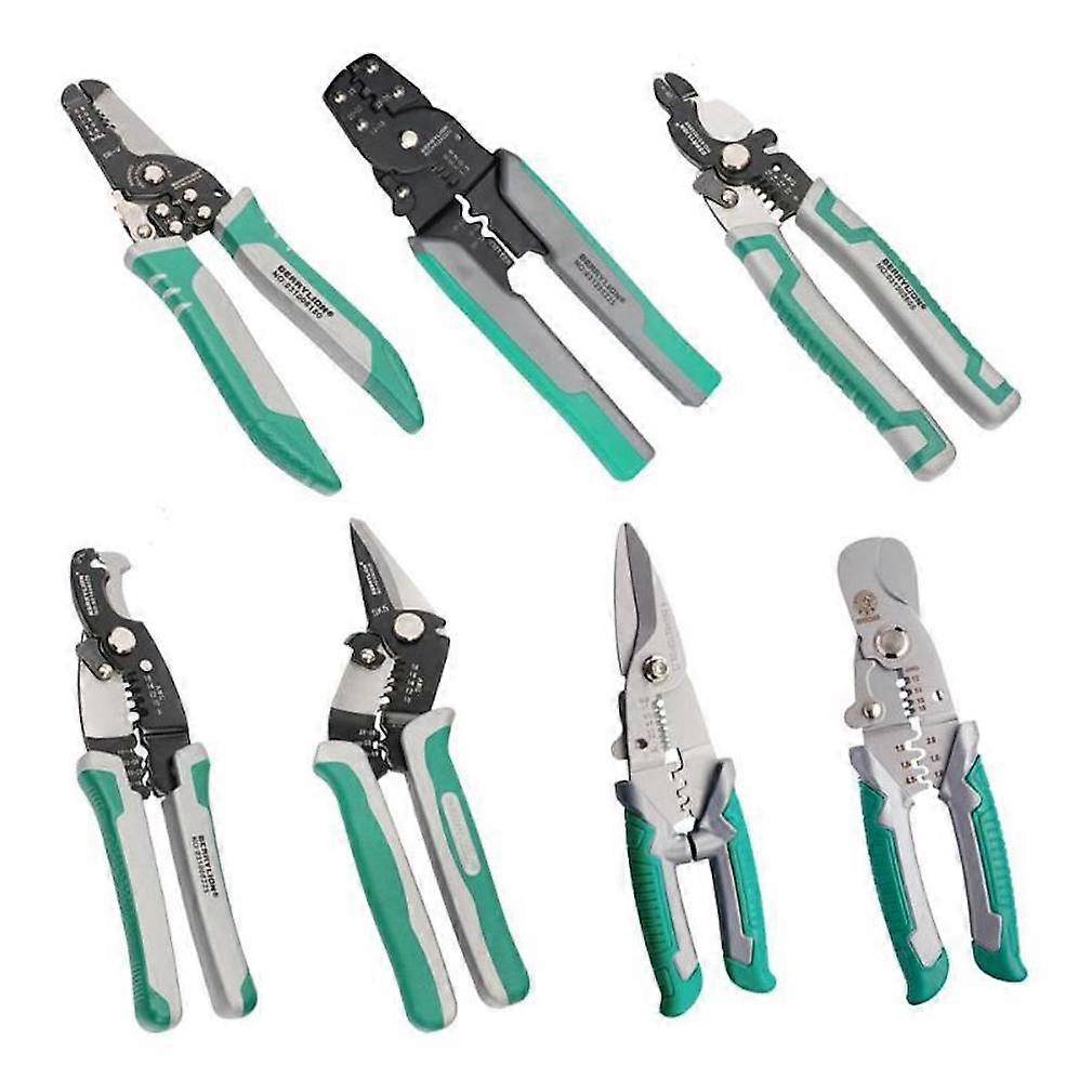 7pcs Steel Crimper Cable Cutter Automatic Wire Stripper Electronic Components Assembly Blue Automatic Peeling Pliers Multi tools